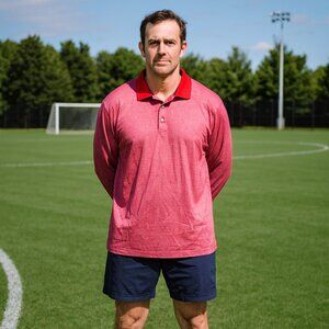 VTG Byron Nelson Eleven Straight XL Striped Red Long Sleeve Polo Shirt Stretch